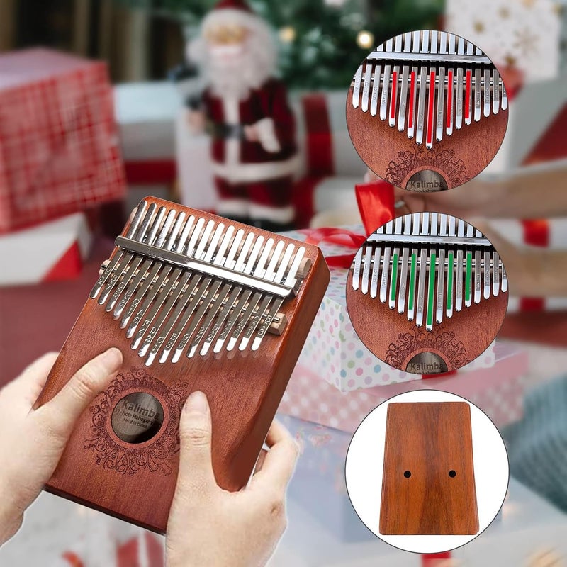 ShaykHss Kalimba Portable 17 Keys Thumb Piano, Portable Mahogany Mbira Finger Piano with Protection Case, Carrying Bag, Instruction, Tune Hammer for Beginners Professional Holiday Gift (Brown) - Image 3